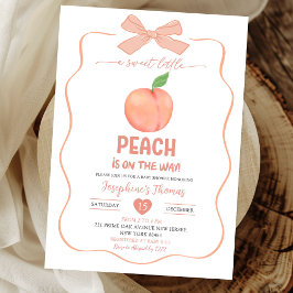Bow Coquette Sweet Little Peach Baby shower Kaart
