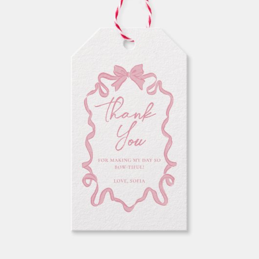 Bow Coquette Verjaardag Cadeaulabel (Voorkant)
