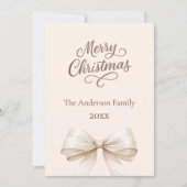 Bow cream foto jaar review mocha bruin kerst feestdagenkaart (Voorkant)