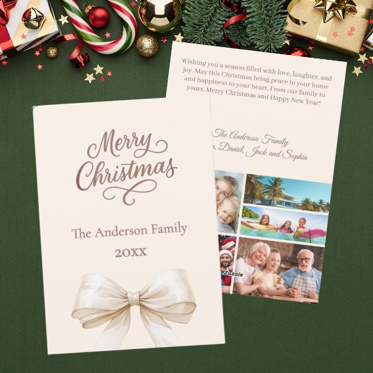 Bow cream foto jaar review mocha bruin kerst feestdagenkaart