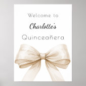 Bow crème beige Quinceanera welkom Poster (Voorkant)
