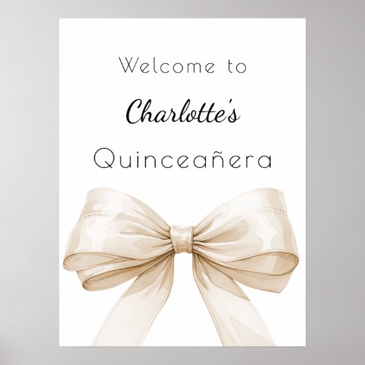 Bow crème beige Quinceanera welkom Poster (Voorkant)
