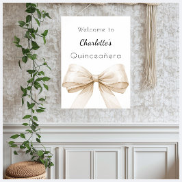 Bow crème beige Quinceanera welkom Poster