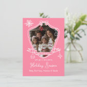 Bow Crest Hand getrokken Doodle Foto Kerst Kaart (Staand voorkant)