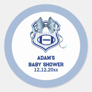 Bow Crest Rookie Voetbal Sport Jongen Baby Shower Ronde Sticker