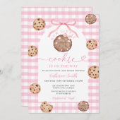 Bow CuOur Little Cookie Baby shower Pink Gingham Kaart (Voorkant / Achterkant)