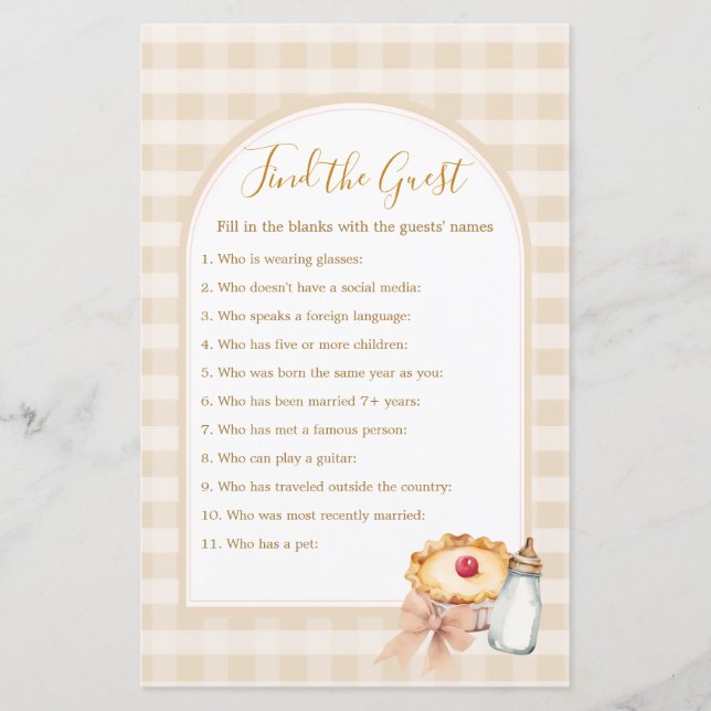 Bow Cutie Cherry Pie Pastel Gingham Zoek de gast (Voorkant)