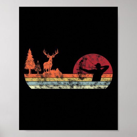 Bow Deer Hunting Retro Archery Poster (Voorkant)
