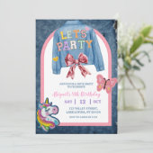 Bow Denim Jacket Patch Party Birthday Kaart (Staand voorkant)