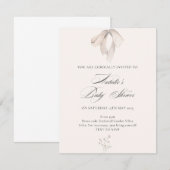 Bow Detail Minimalistisch Elegant Baby shower Uitn Kaart (Voorkant / Achterkant)