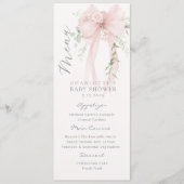 Bow Elegant Greenery Neutral Baby Shower Menu (Voorkant)