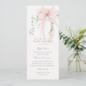Bow Elegant Greenery Neutral Baby Shower Menu (Staand voorkant)