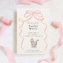 Bow en Baby Carriage | Meisje Baby shower