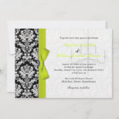 Bow en Chandelier Damask Wedding Invitation Kaart (Voorkant)