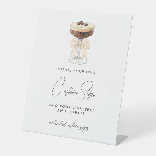 Bow Espresso Martini Custom Reclamebord Met Voetstuk (Voorkant)