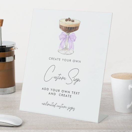 Bow Espresso Martini Custom Reclamebord Met Voetstuk (Insitu)