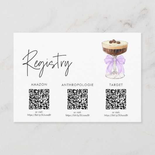 Bow Espresso Martini Vrijgezellenfeest - Registrat Informatiekaartje (Voorkant)