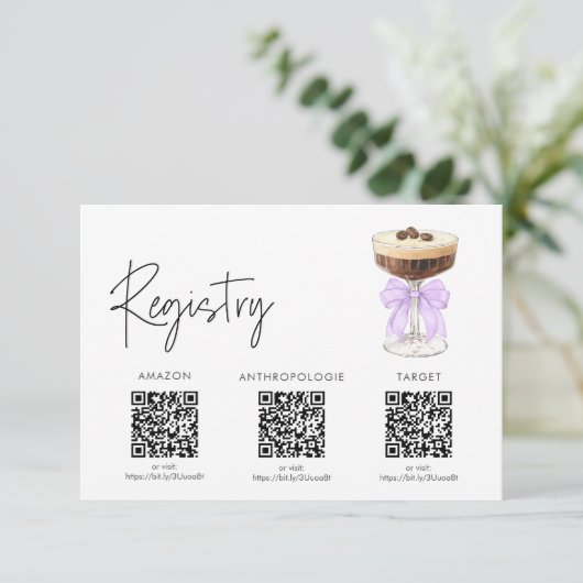 Bow Espresso Martini Vrijgezellenfeest - Registrat Informatiekaartje (Staand voorkant)