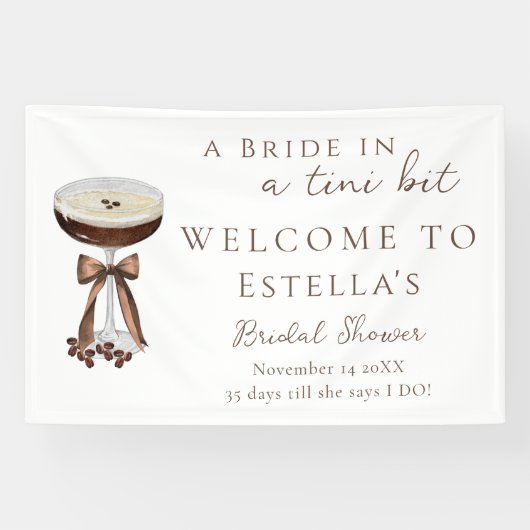 Bow Espresso Martini Vrijgezellenfeest Welkomstbor Spandoek (Horizontaal)