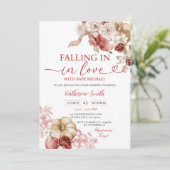 Bow Falling In Love Baby shower Apple Red Floral Kaart (Staand voorkant)