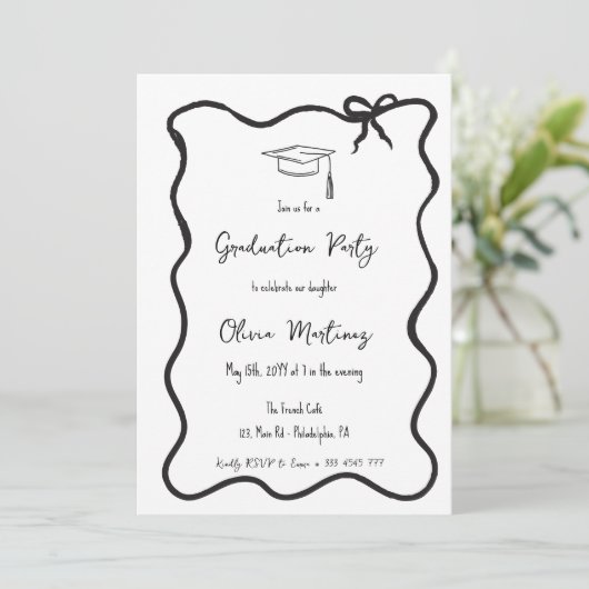 Bow fancy Afstuderen Uitnodiging en bekendmaking (Staand voorkant)