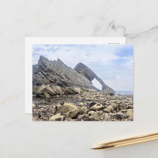 Bow Fiddle Rock Aberdeenshire Feestdagenkaart (Voorkant / Achterkant in situ)