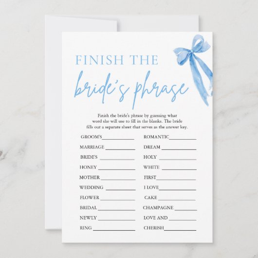 Bow Finish the Bride's Phrase Vrijgezellenfeest Ga Kaart (Voorkant)