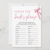 Bow Finish the Bride's Phrase Vrijgezellenfeest Ga Kaart (Voorkant)