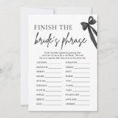 Bow Finish the Bride's Phrase Vrijgezellenfeest Ga Kaart (Voorkant)