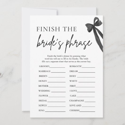 Bow Finish the Bride's Phrase Vrijgezellenfeest Ga Kaart (Voorkant)