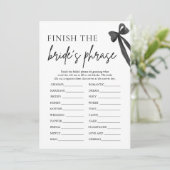 Bow Finish the Bride's Phrase Vrijgezellenfeest Ga Kaart (Staand voorkant)