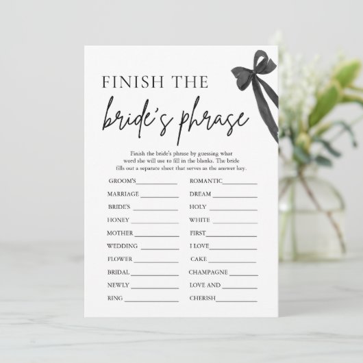 Bow Finish the Bride's Phrase Vrijgezellenfeest Ga Kaart (Staand voorkant)