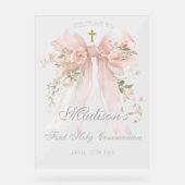 Bow First Holy Communion Acrylic Sign Acryl Bord (Voorkant)