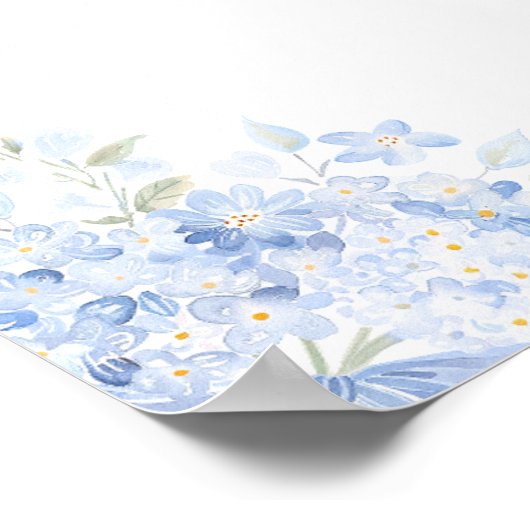 Bow Floral Aquarel Elegant Boy Baby shower Poster (Hoek)