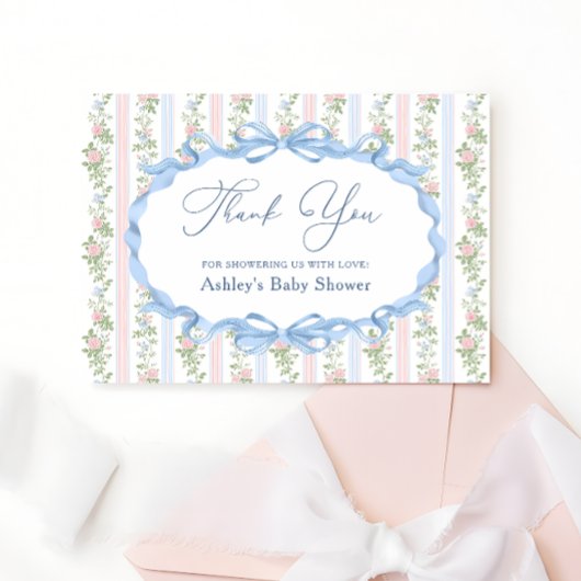  Bow Floral Baby shower Dank u Bedankkaart
