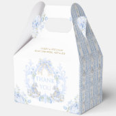 Bow Floral Crest Rustiek Blauw Jongen Baby shower Bedankdoosjes (Achterkant)