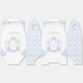 Bow Floral Crest Rustiek Blauw Jongen Baby shower Bedankdoosjes (Ongevouwen)