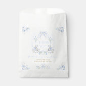 Bow Floral Crest Rustiek Blauw Jongen Baby shower Bedankzakje (Voorkant)