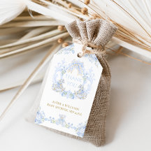 Bow Floral Crest Rustiek Blauw Jongen Baby shower