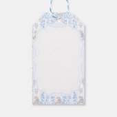 Bow Floral Crest Rustiek Blauw Jongen Baby shower Cadeaulabel (Achterkant)