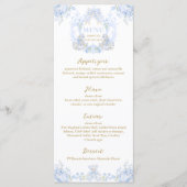 Bow Floral Crest Rustiek Elegant Blue Baby Boy Sho Menu (Voorkant)