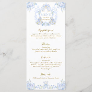 Bow Floral Crest Rustiek Elegant Blue Baby Boy Sho Menu