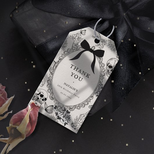 Bow Floral Skull RIP Twenties 30th Birthday Party Cadeaulabel