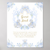 Bow Floral Teddy Bear Crest Baby shower Gastboek Poster (Voorkant)