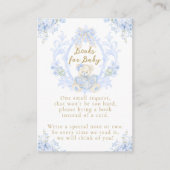 Bow Floral Teddy Bear Toile Boy Baby shower Boek Informatiekaartje (Voorkant)