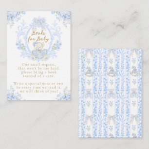 Bow Floral Teddy Bear Toile Boy Baby shower Boek Informatiekaartje