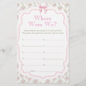 Bow Floral waar waren we Vrijgezellenfeest spel (Voorkant)