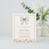 Bow florals green ivory Baby Shower invitation (Staand voorkant)