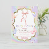 Bow Flowers Vlinders Holografisch Baby shower Kaart (Staand voorkant)