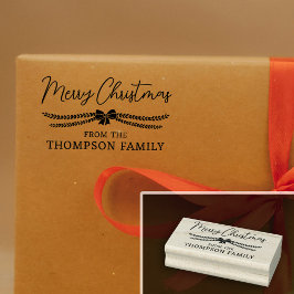 Bow & Garland Vrolijk kerstcadeau van familie Rubberstempel